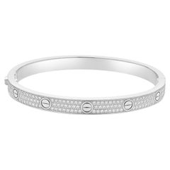 Cartier 18 Karat White Gold Classic Pave Diamond Love Bracelet