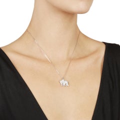 Cartier 18 Karat White Gold Diamond and Ruby Bespoke Elephant Pendant Necklace