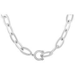 Cartier 18 Karat White Gold Diamond Chain Link Necklace