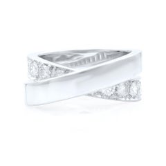 Cartier 18 Karat White Gold Diamond Criss-Cross Ring