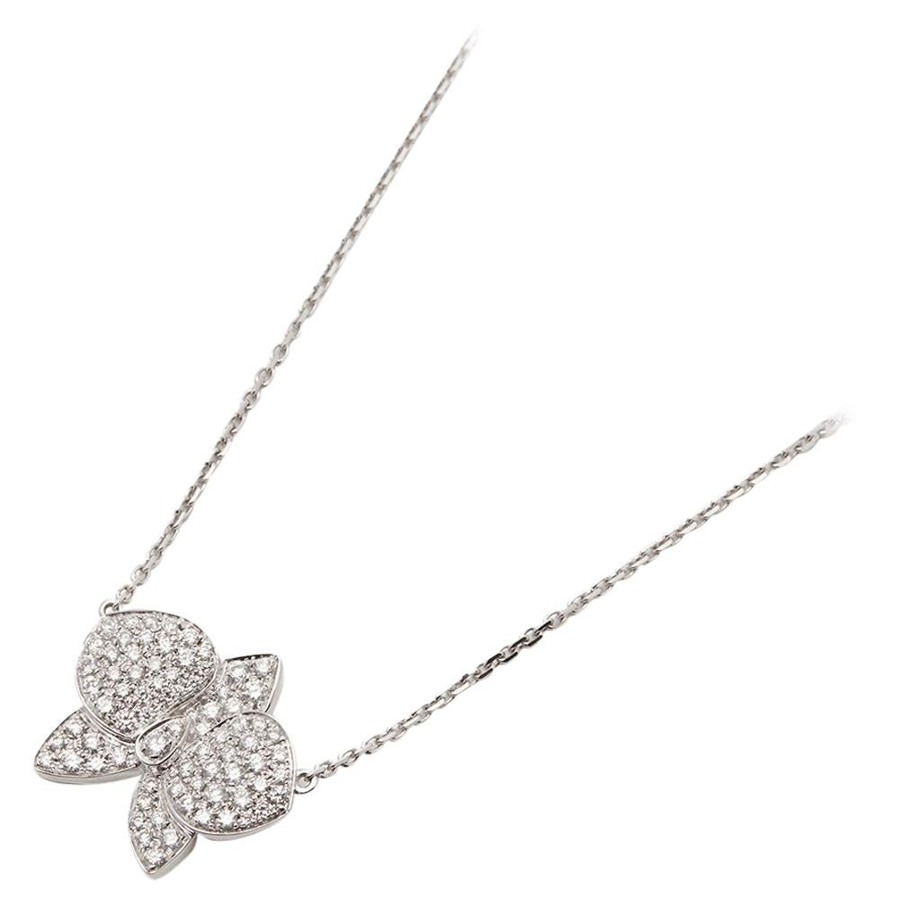 Cartier 18 Karat White Gold Diamond D'Orchidées Par Cartier Flower Necklace