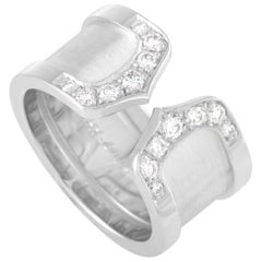 Cartier 18 Karat White Gold Diamond Double C Ring