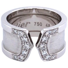 Cartier 18 Karat White Gold Diamond Double C Ring
