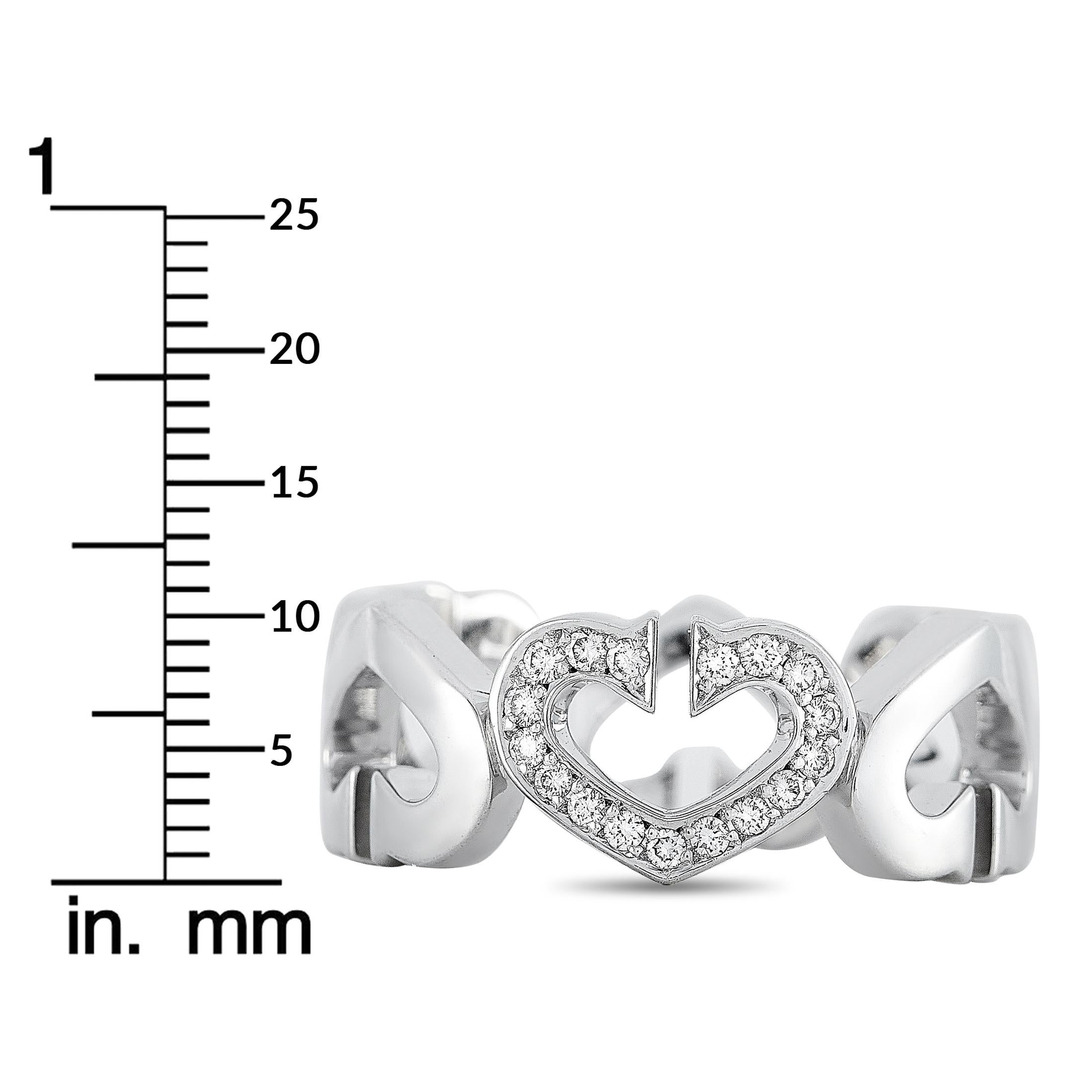Cartier 18 Karat White Gold Diamond Heart Ring In Excellent Condition In Southampton, PA