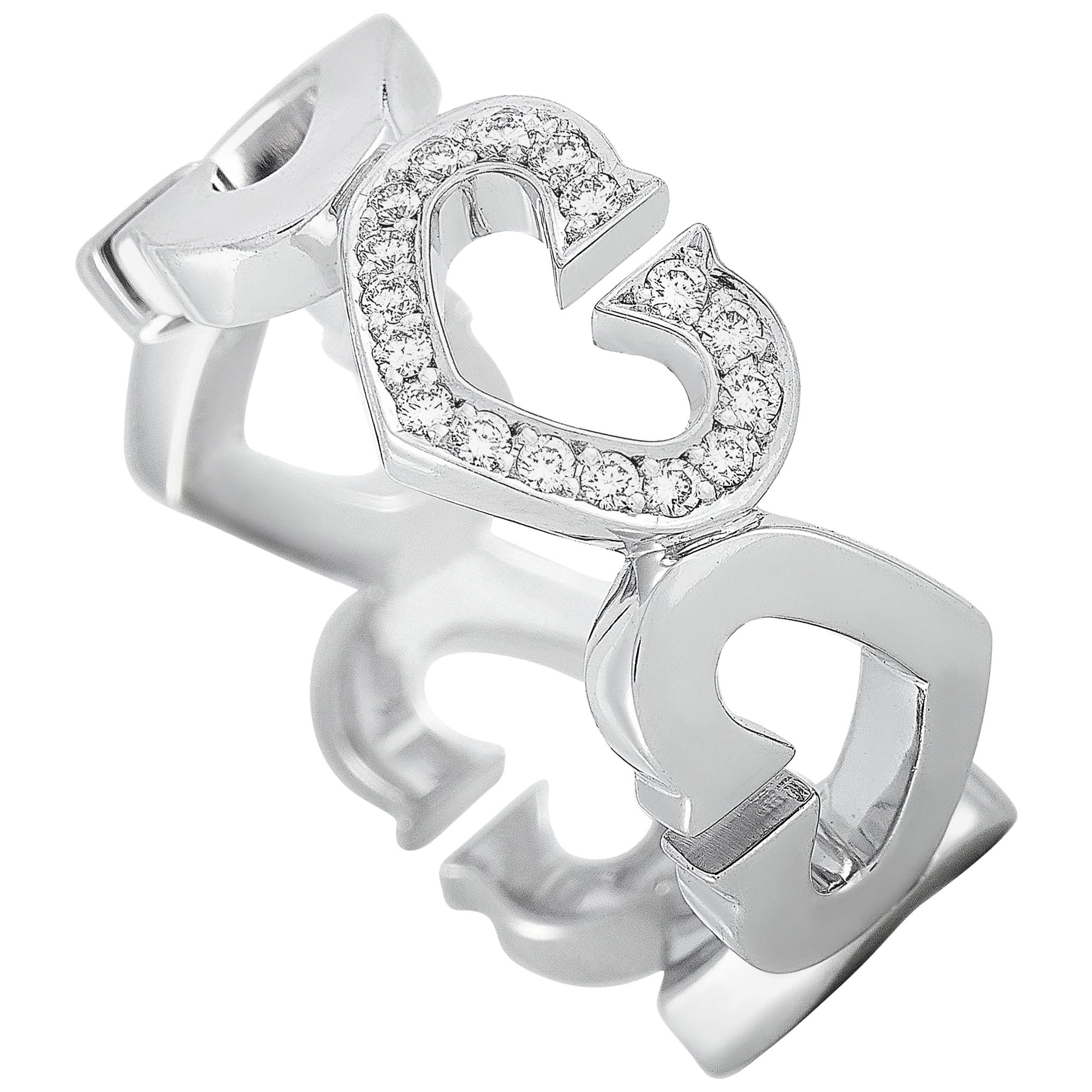 Cartier 18 Karat White Gold Diamond Heart Ring