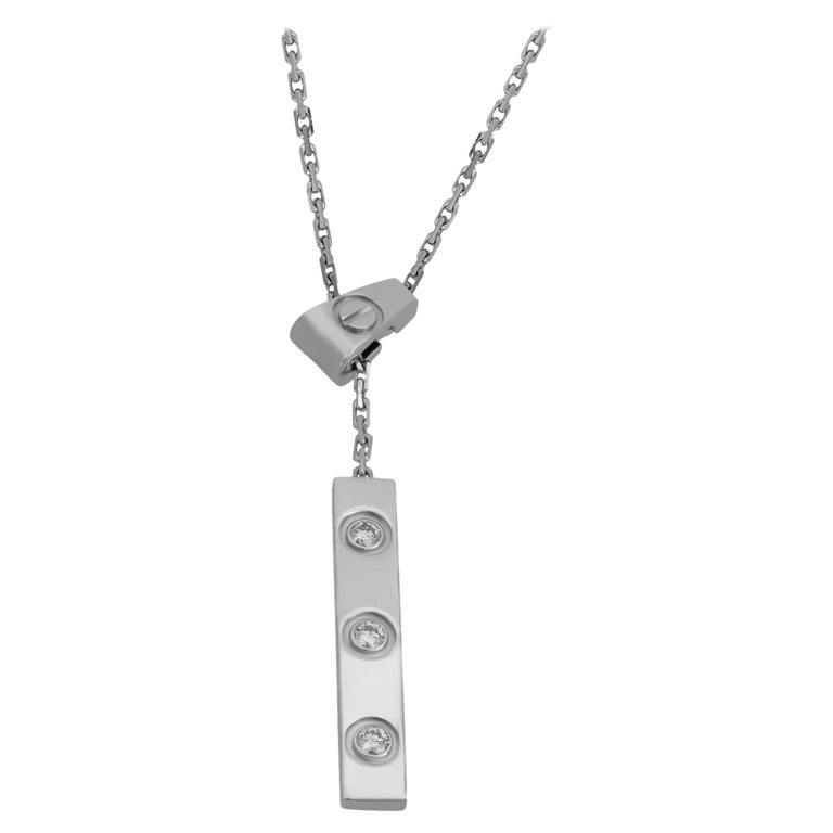 Cartier 18 Karat White Gold Diamond Love Lariat Necklace at 1stDibs | cartier  lariat necklace, cartier love lariat necklace, cartier barrel pendant