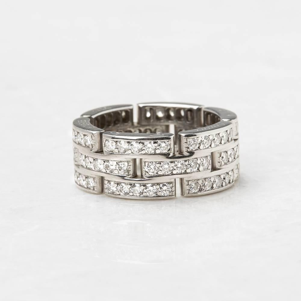 Cartier 18 Karat White Gold Diamond Maillon Panthère Band Ring In Excellent Condition In Bishop's Stortford, Hertfordshire