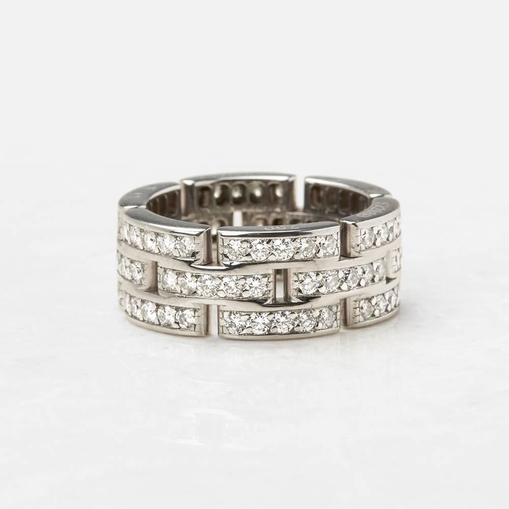 Women's Cartier 18 Karat White Gold Diamond Maillon Panthère Band Ring