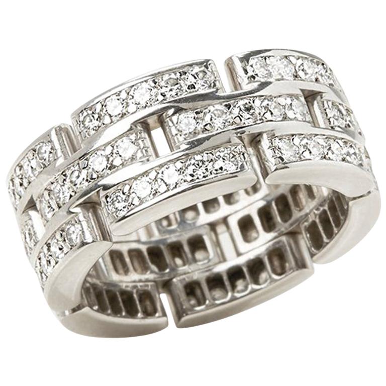 Cartier 18 Karat White Gold Diamond Maillon Panthère Band Ring
