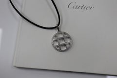 Cartier 18 Karat White Gold Diamond Pasha Grid Charm Necklace 1.60 Carat
