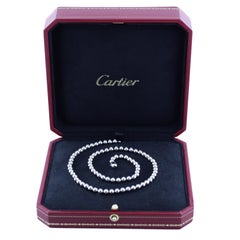 Cartier 18 Karat White Gold Diamonds Ladies Classic Ball Link Chain Necklace