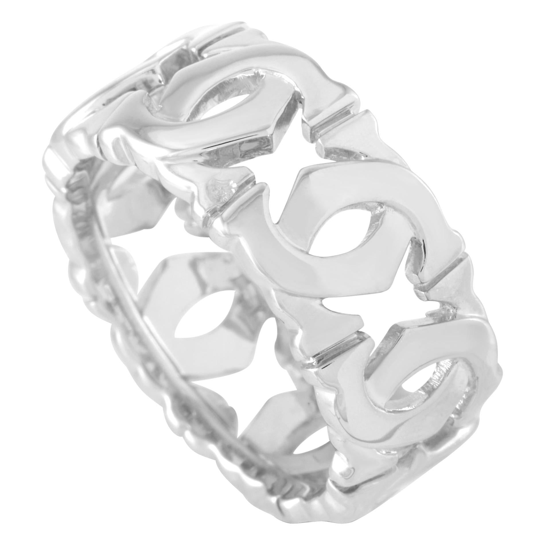Cartier 18 Karat White Gold Double C Ring
