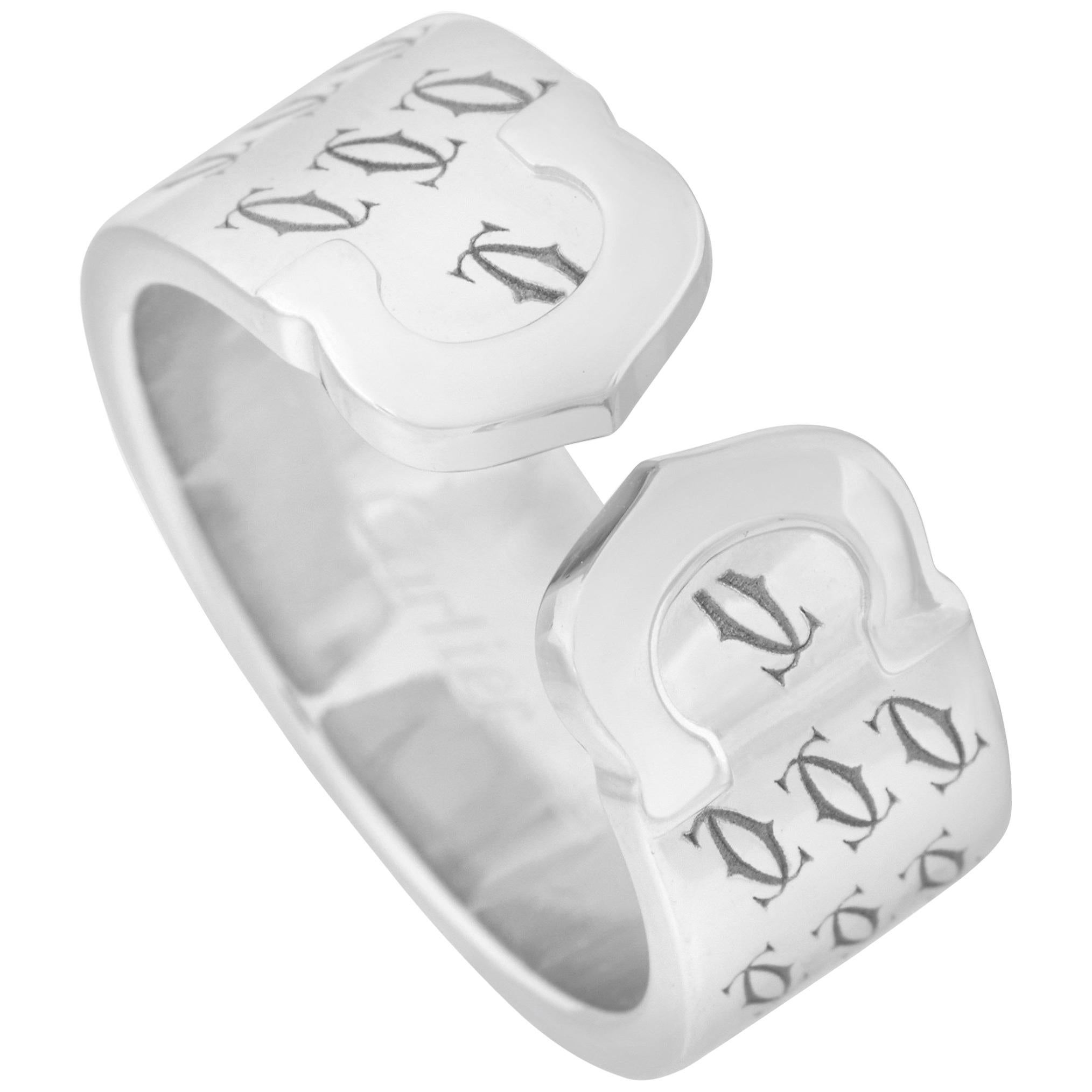 Cartier 18 Karat White Gold Double C Ring