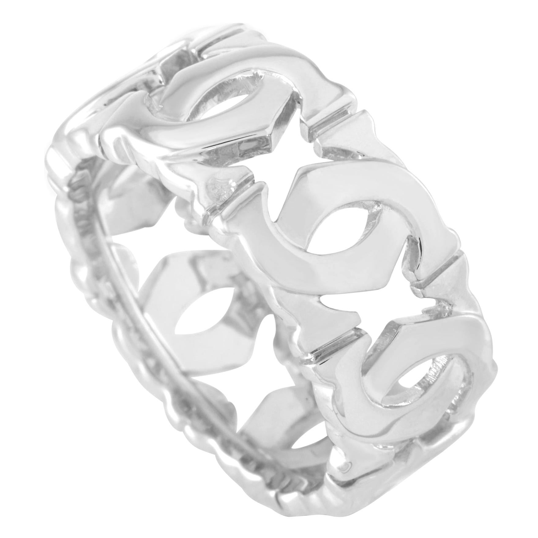 Cartier 18 Karat White Gold Double C Ring