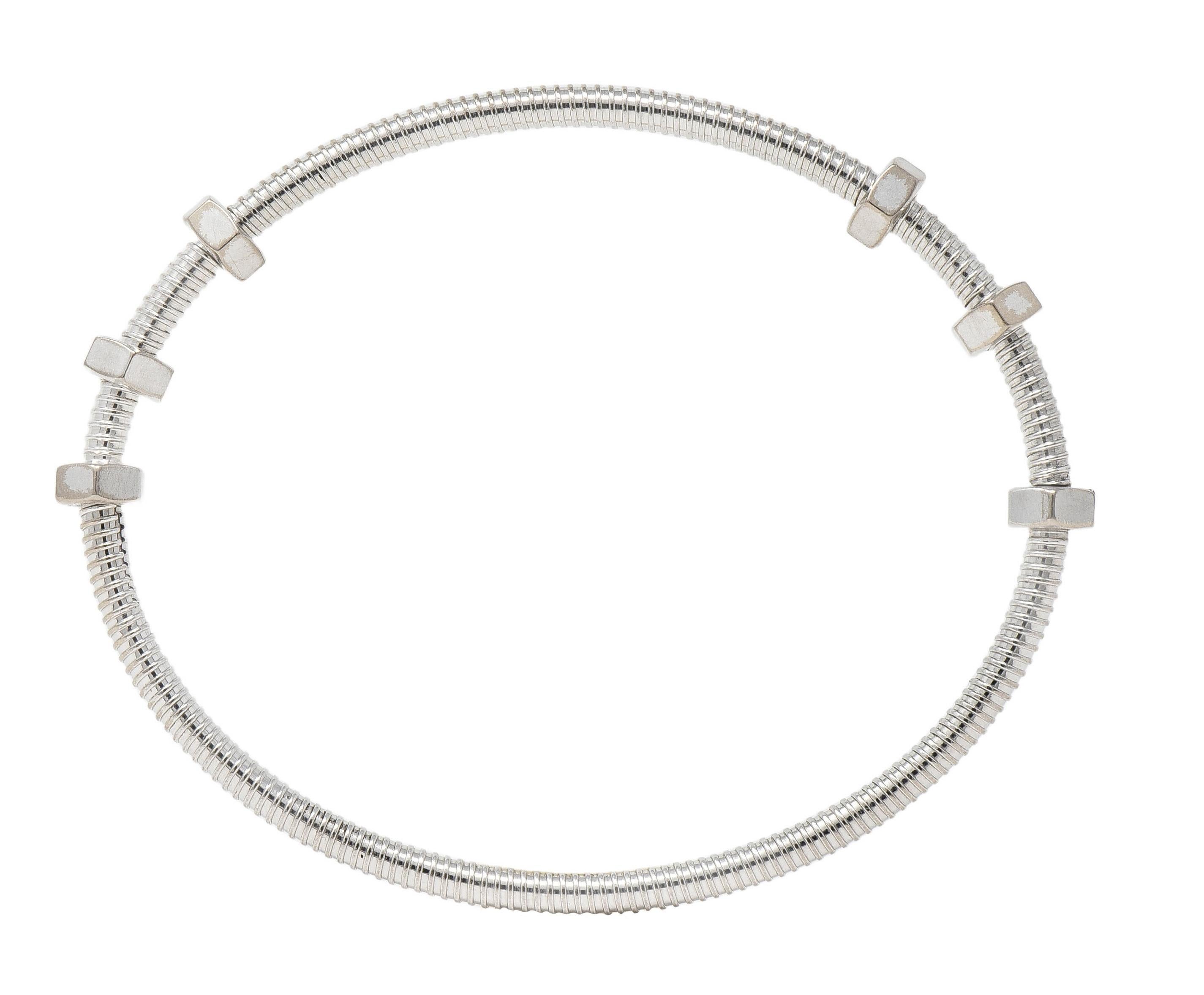 Cartier 18 Karat White Gold Ecrou De Cartier Nut Screw Bracelet Size 20 7