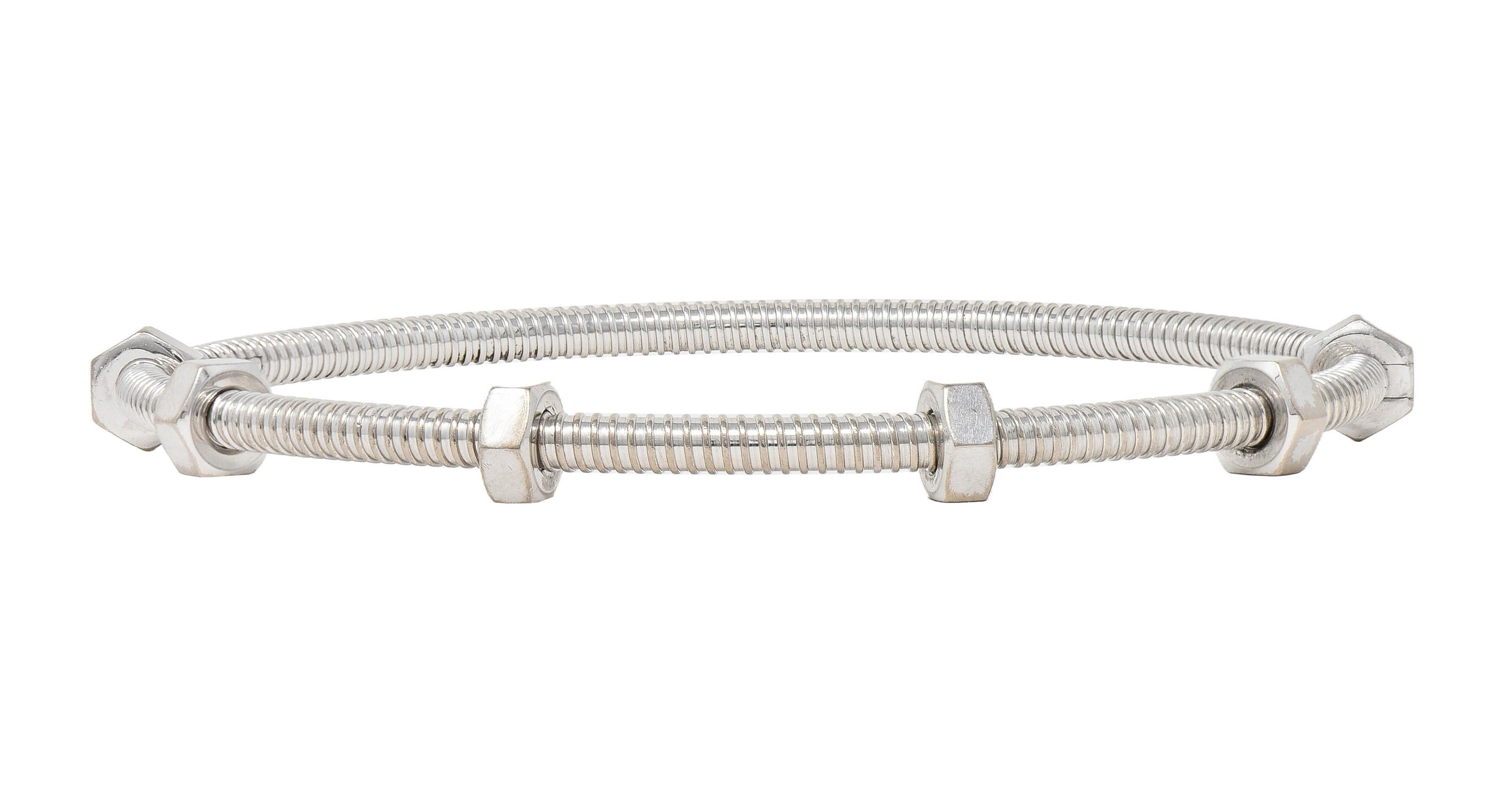 Cartier 18 Karat White Gold Ecrou De Cartier Nut Screw Bracelet Size 20 In Excellent Condition In Philadelphia, PA