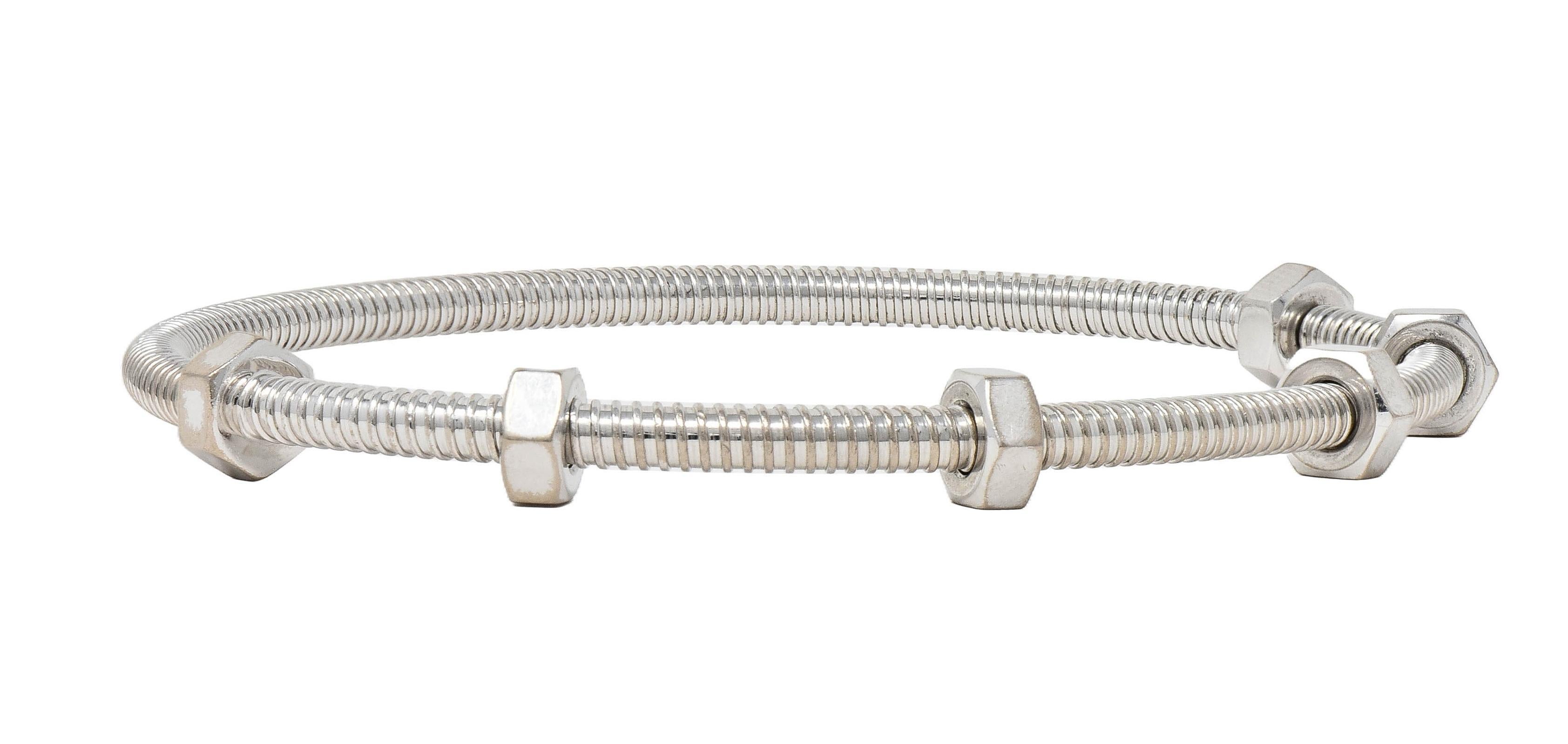 Women's or Men's Cartier 18 Karat White Gold Ecrou De Cartier Nut Screw Bracelet Size 20