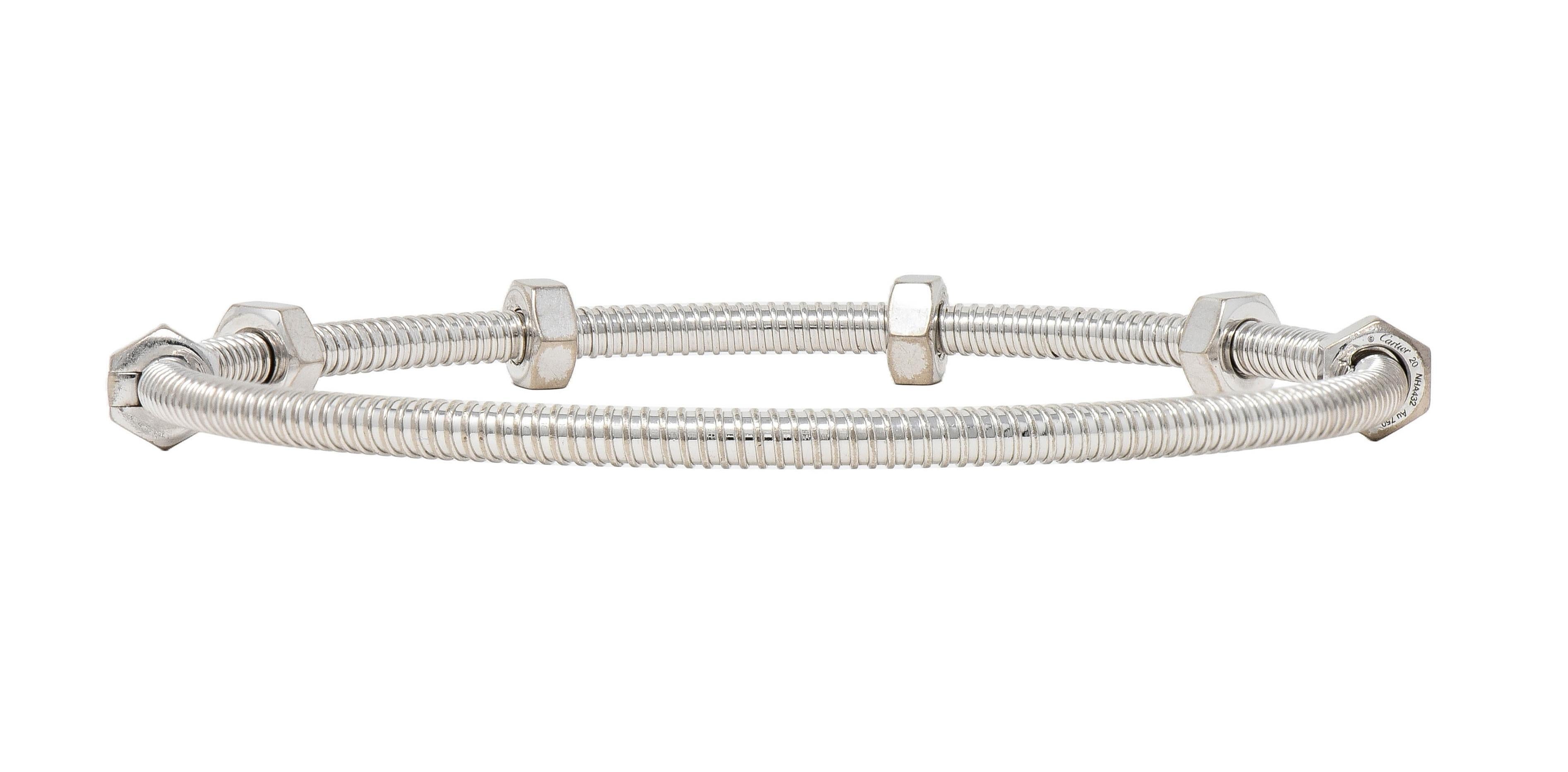 Cartier 18 Karat White Gold Ecrou De Cartier Nut Screw Bracelet Size 20 2