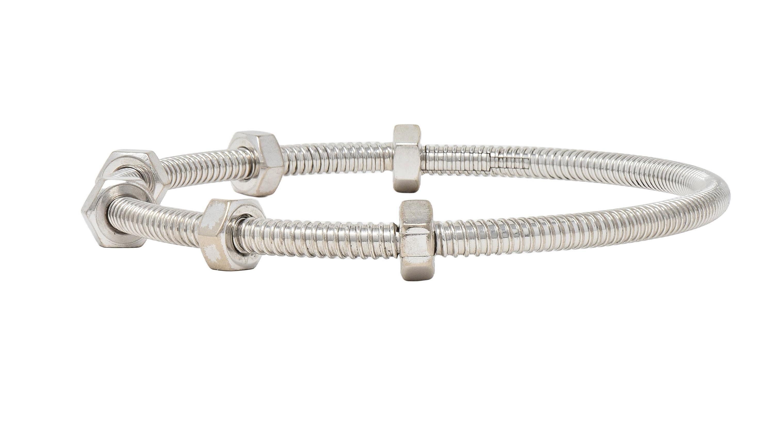 Cartier 18 Karat White Gold Ecrou De Cartier Nut Screw Bracelet Size 20 3