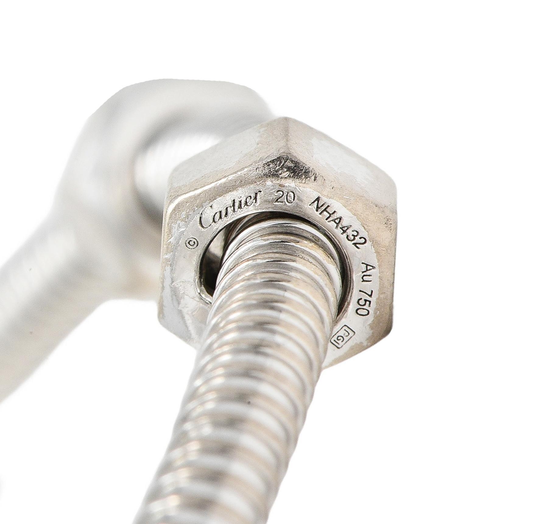 Cartier 18 Karat White Gold Ecrou De Cartier Nut Screw Bracelet Size 20 5