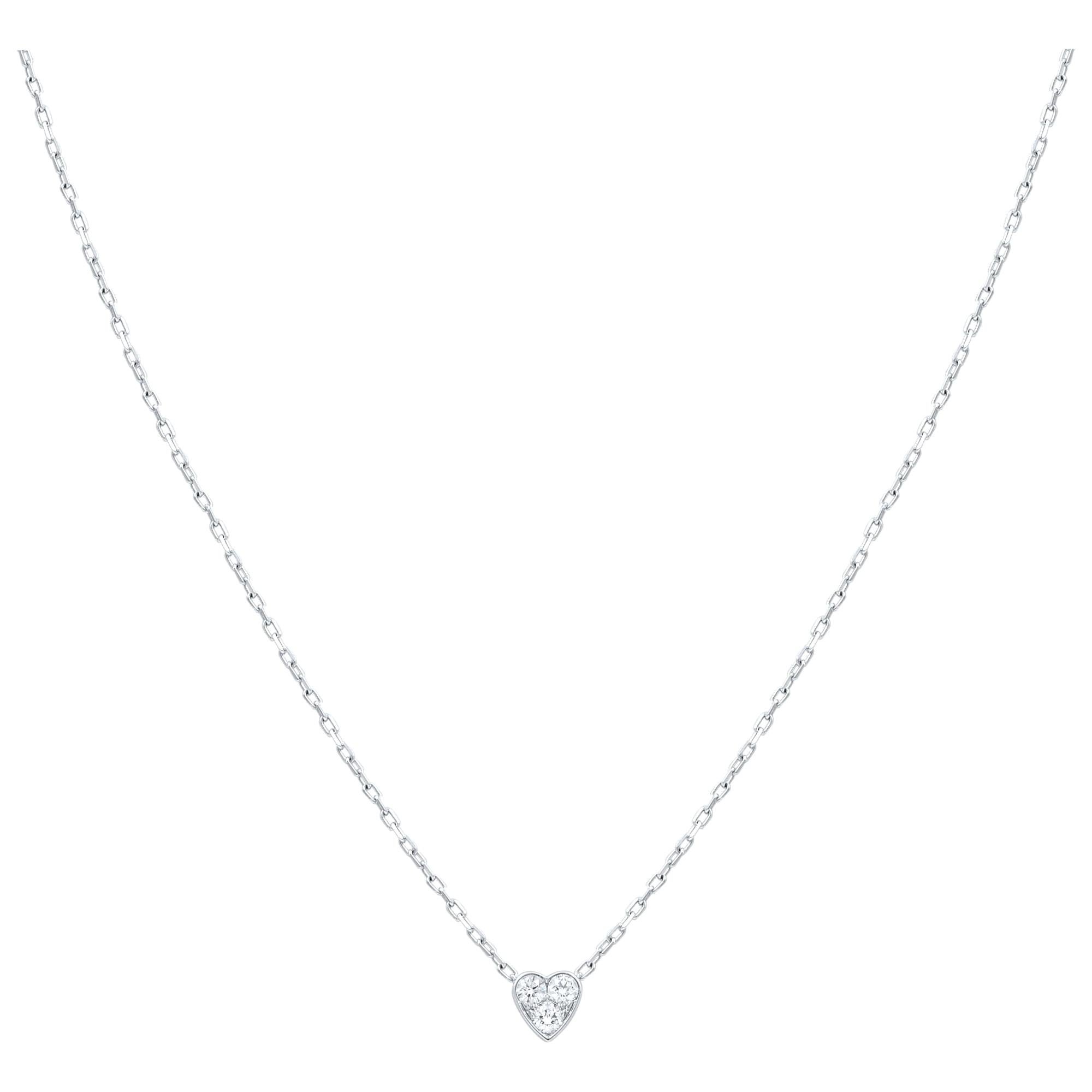 Cartier 18 Karat White Gold Etincelle Heart Diamond Necklace 0.18 Carat