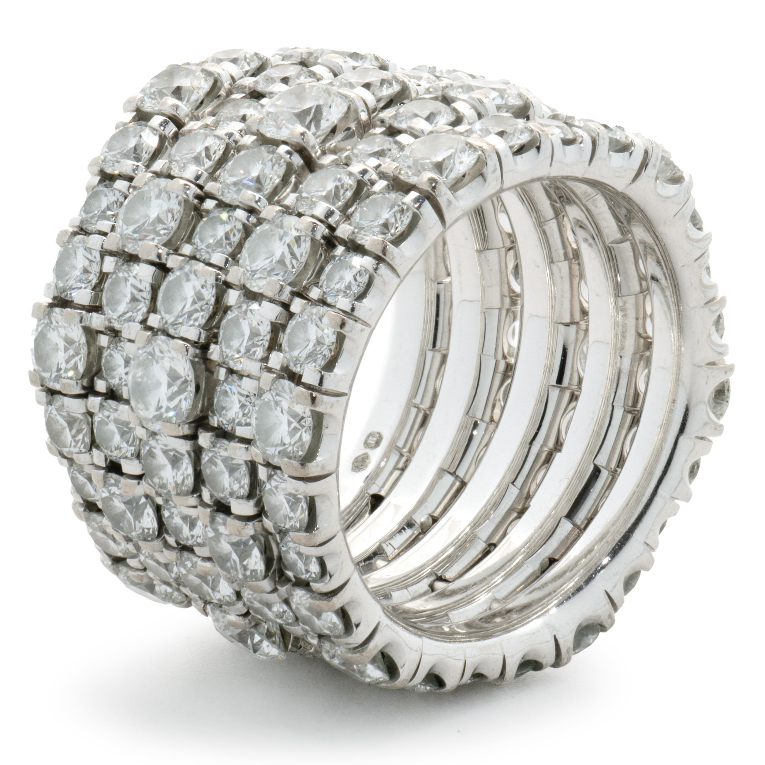 Cartier 18 Karat White Gold Five Row Diamond Eternity Ring In Excellent Condition For Sale In Scottsdale, AZ