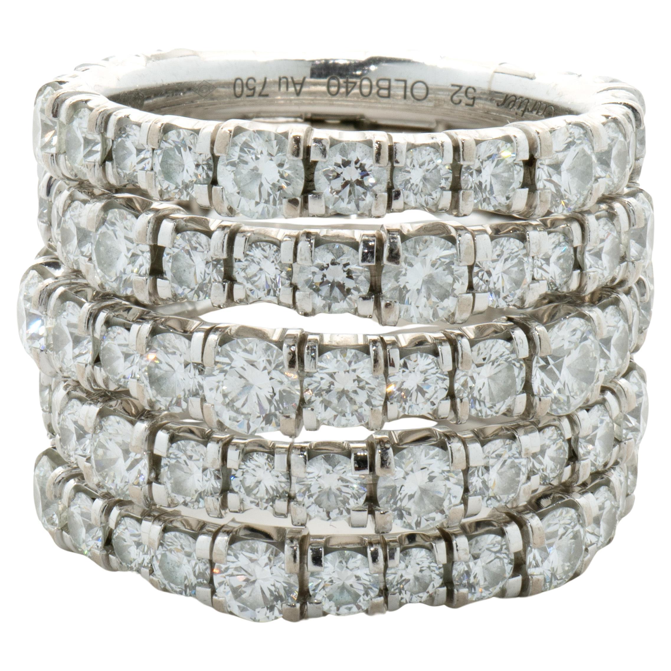 Cartier 18 Karat White Gold Five Row Diamond Eternity Ring For Sale