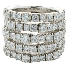 Cartier 18 Karat White Gold Five Row Diamond Eternity Ring