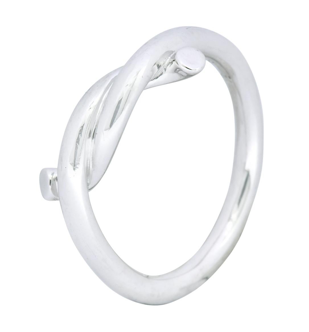 Women's or Men's Cartier 18 Karat White Gold French Entrelaces Twisted Knot Ring