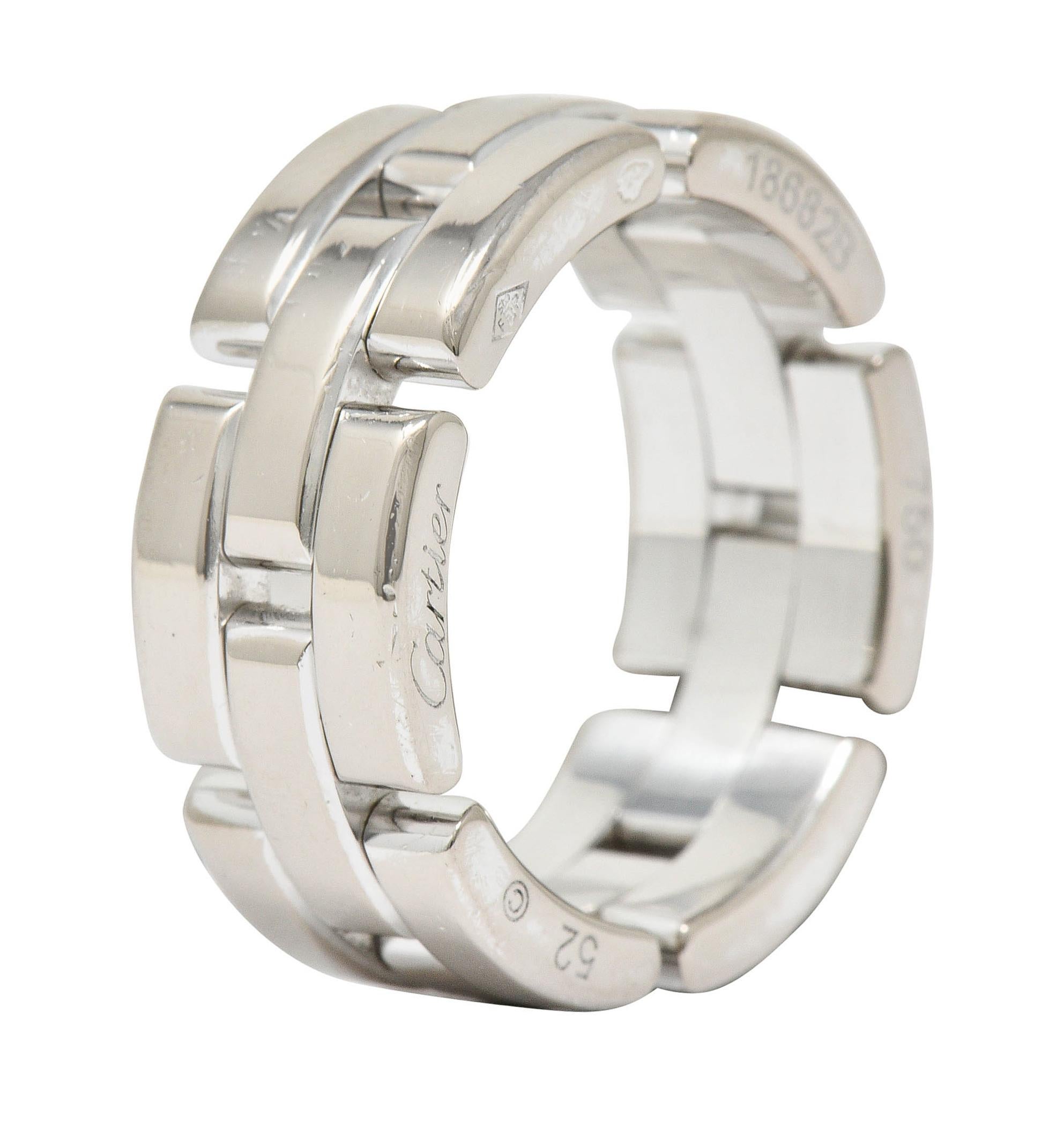 Cartier 18 Karat White Gold French Maillon Panthere Band Ring 1
