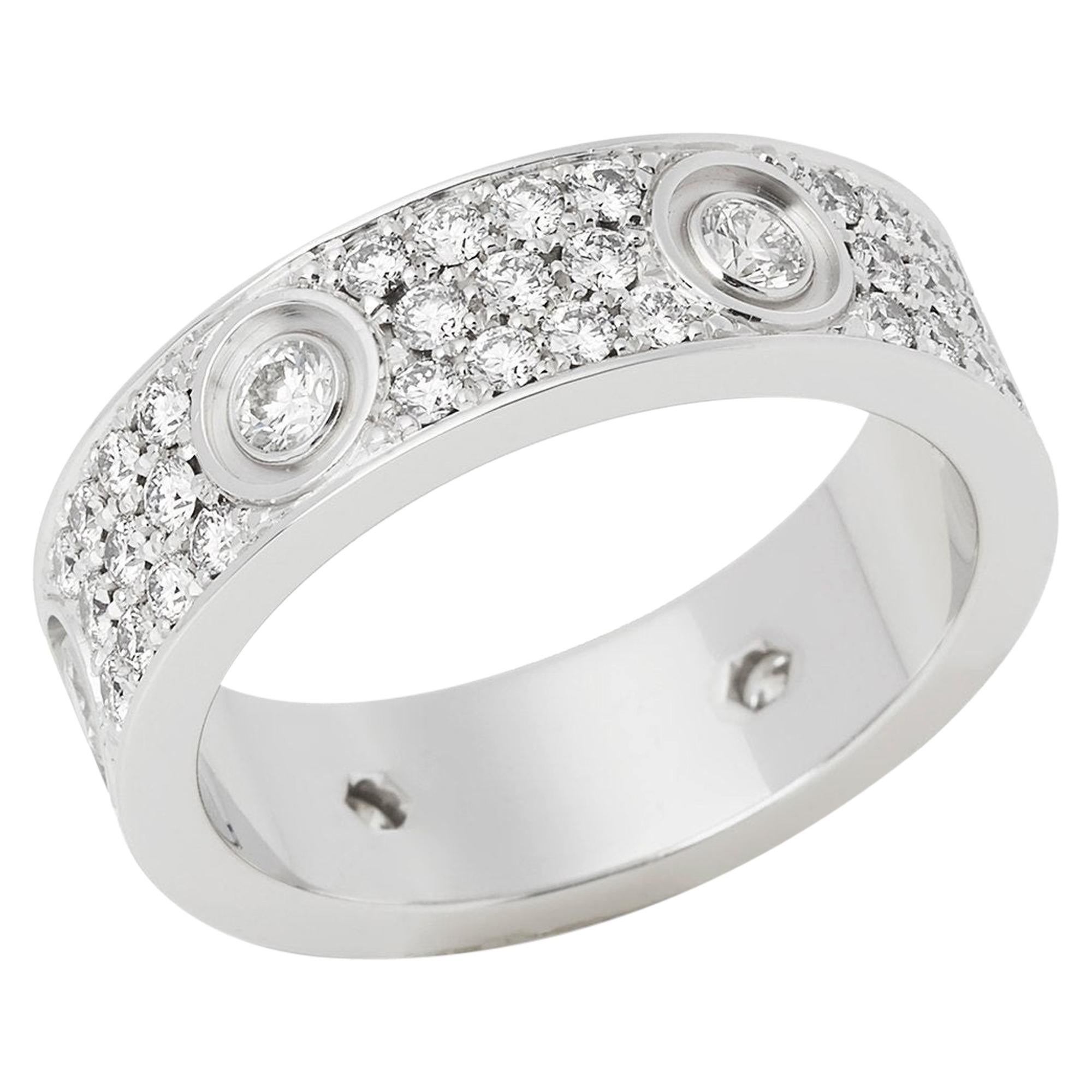 Cartier 18 Karat White Gold Full Diamond Love Ring