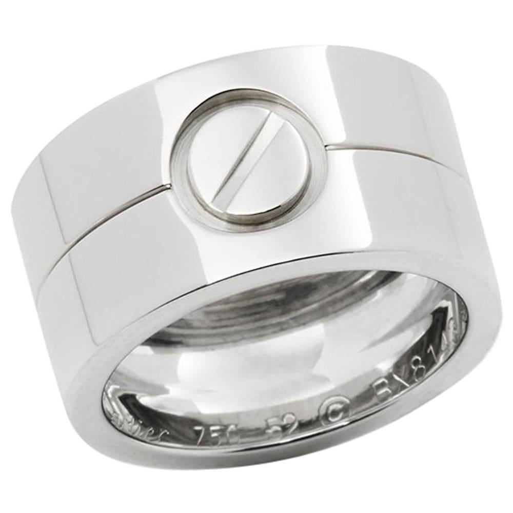 Cartier 18 Karat White Gold High Love Band Ring