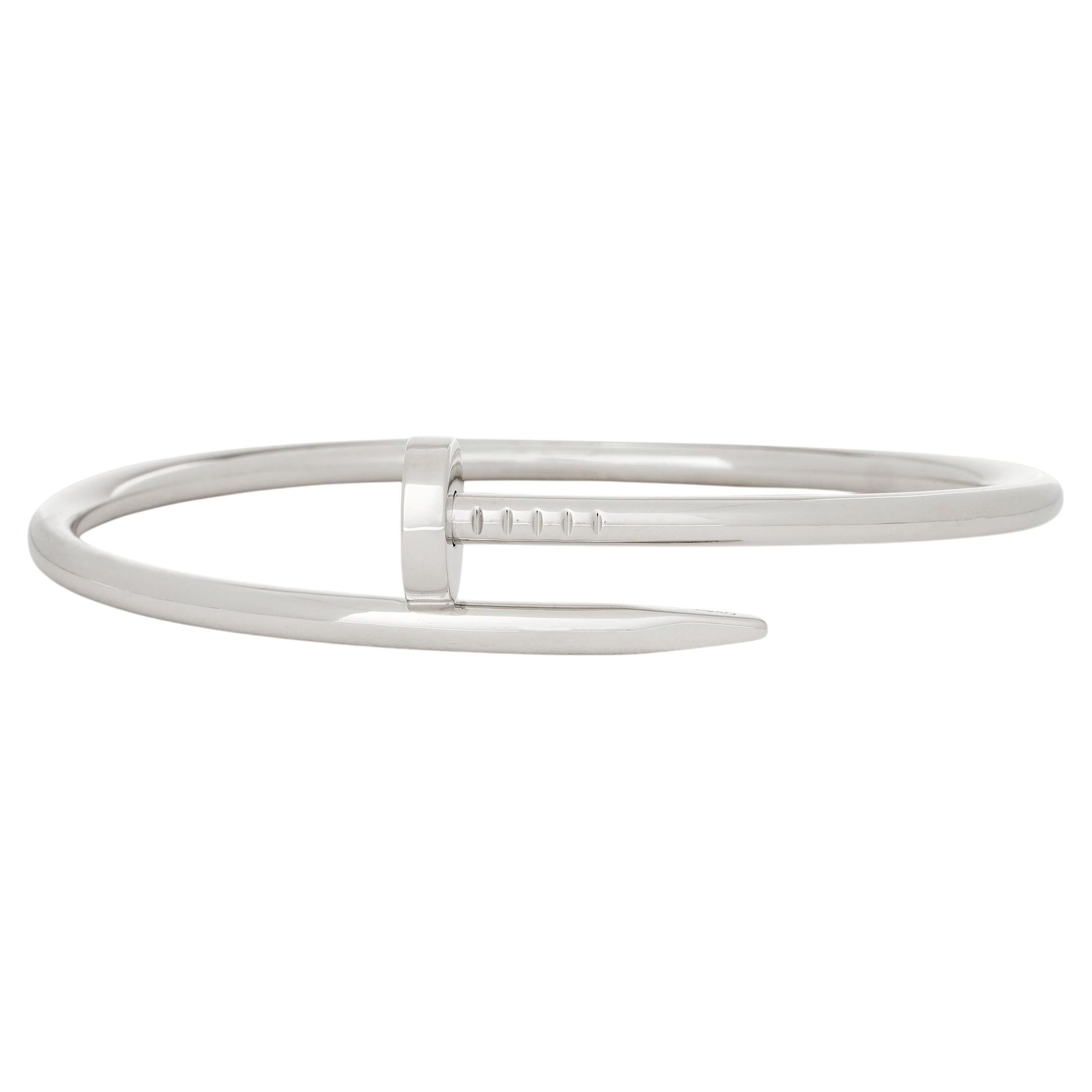 Cartier 18 Karat White Gold Juste Un Clou Nail Bangle Bracelet For Sale