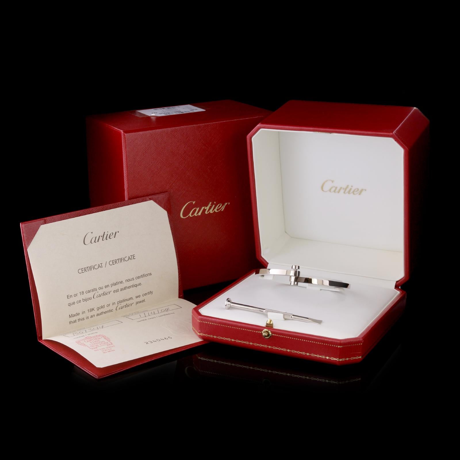 Cartier 18 Karat White Gold Le Menotte Bracelet In Good Condition In Nashua, NH