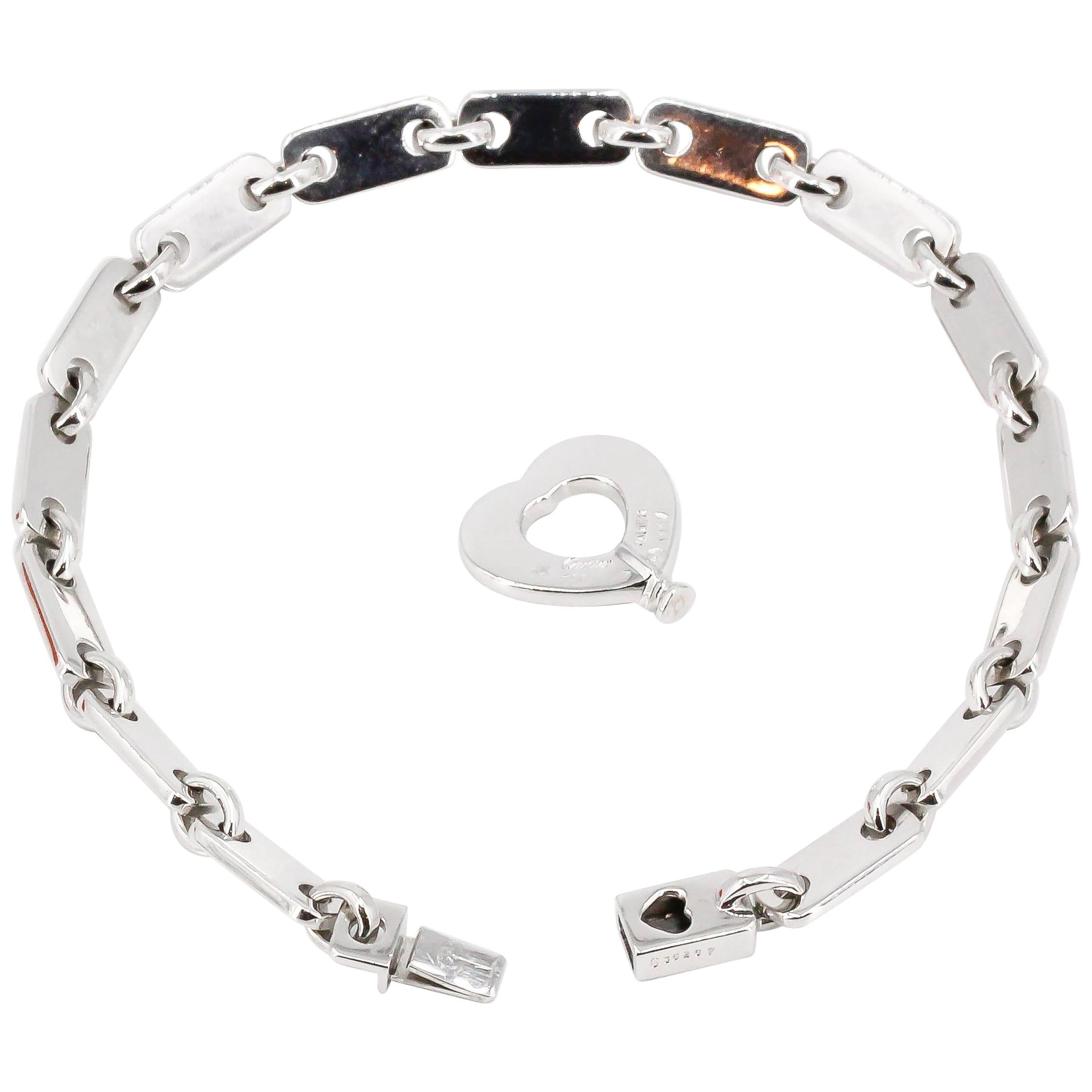 Cartier 18 Karat White Gold Lock and Key Link Bracelet for Charms