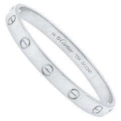 Cartier 18 Karat White Gold Love Bangle Old Screw System