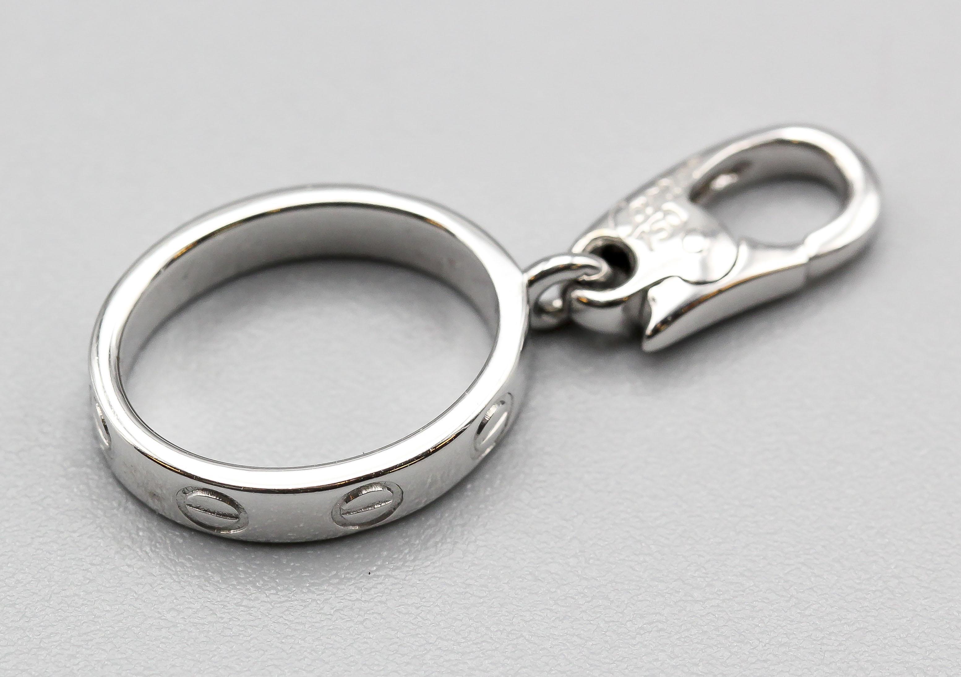 Cartier 18 Karat White Gold Love Bracelet Charm Pendant In Good Condition In Simpsonville, SC