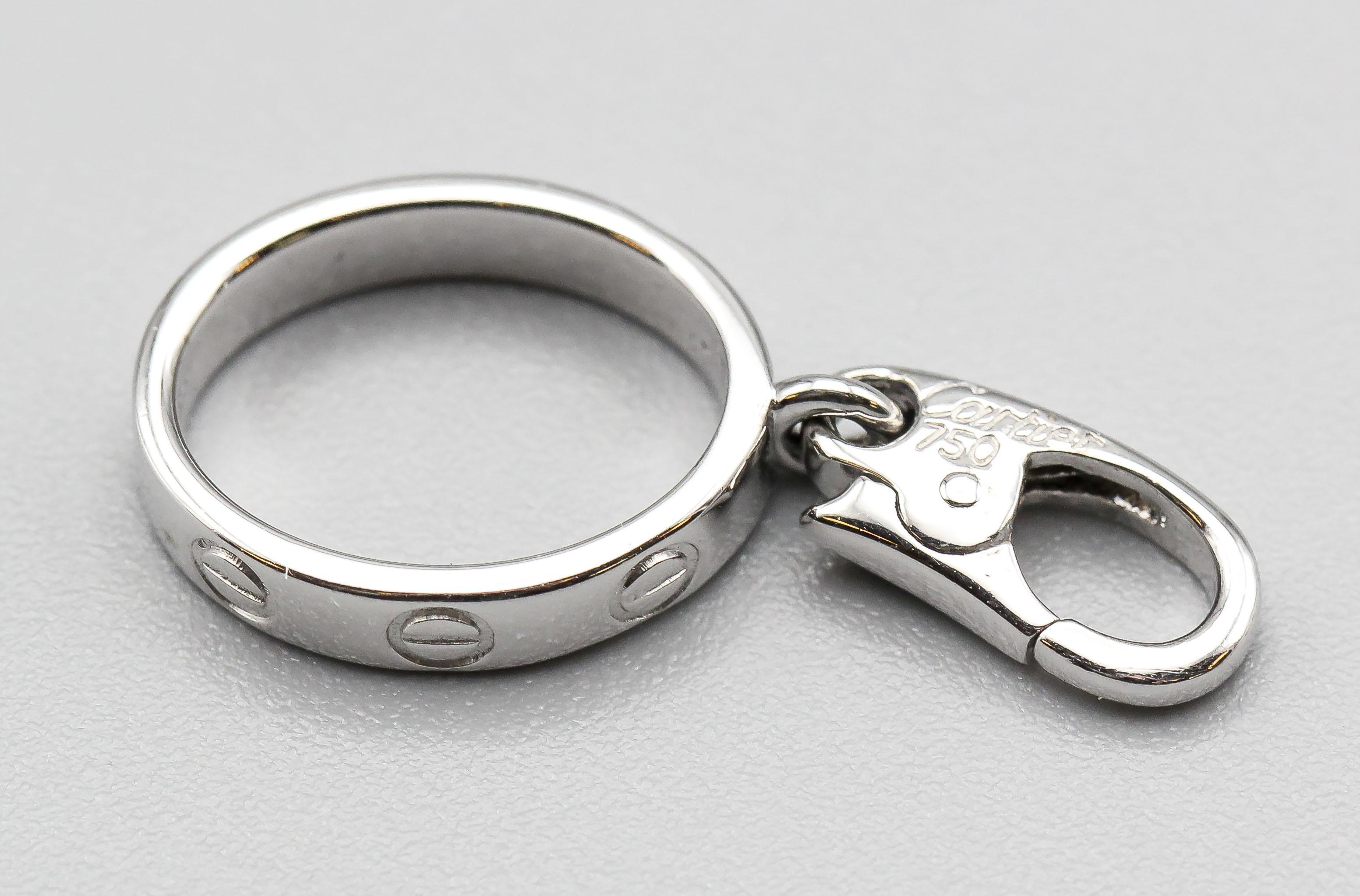 Women's Cartier 18 Karat White Gold Love Bracelet Charm Pendant