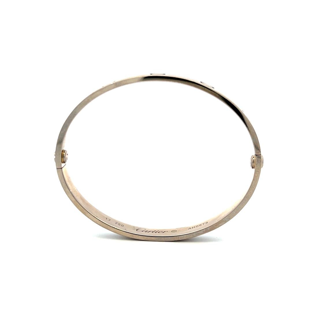 Cartier 18 Karat White Gold Love Bracelet Size 17 with Polish Paper 6