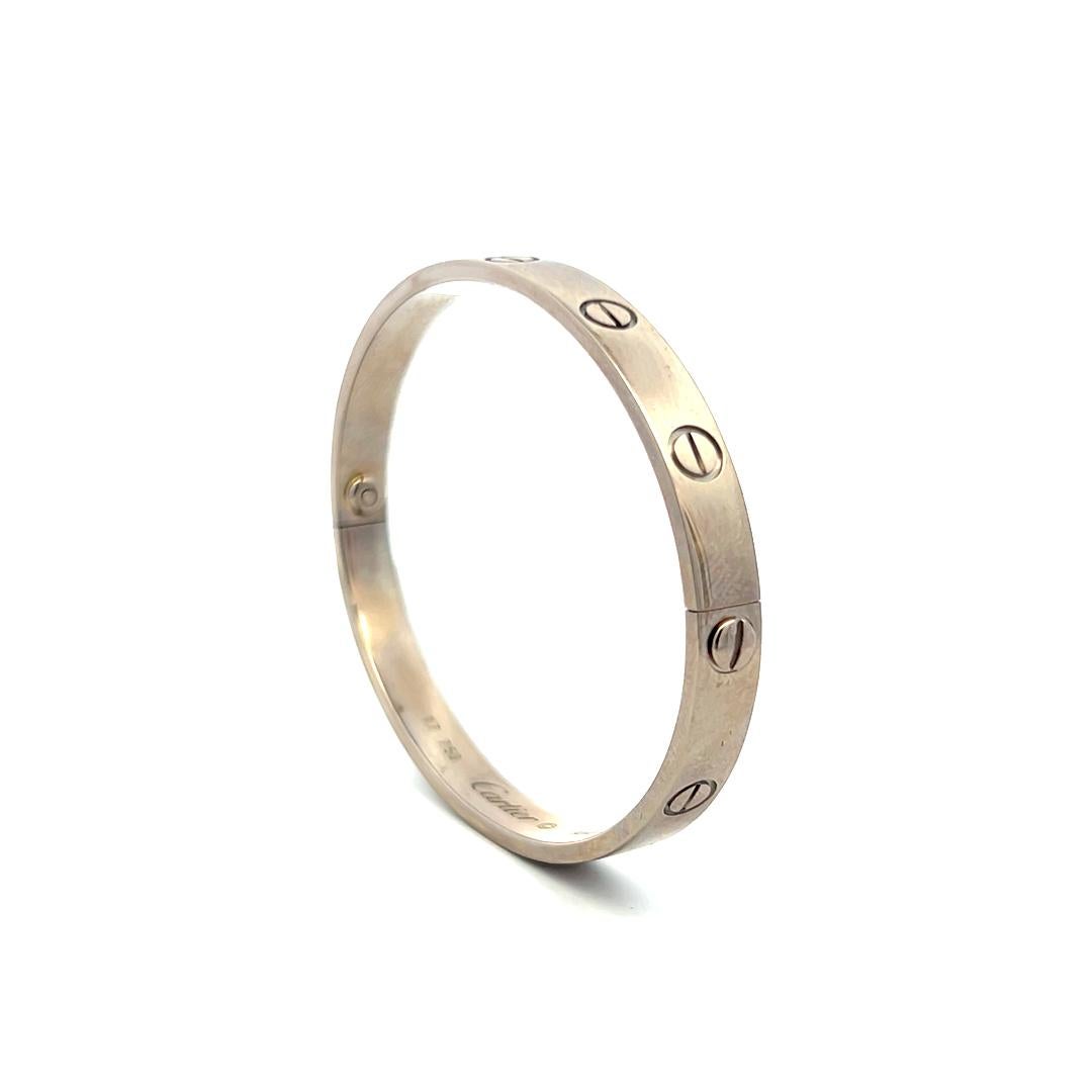 Cartier 18 Karat White Gold Love Bracelet Size 17 with Polish Paper 4