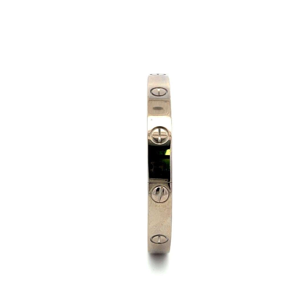 Cartier 18 Karat White Gold Love Bracelet Size 17 with Polish Paper 5
