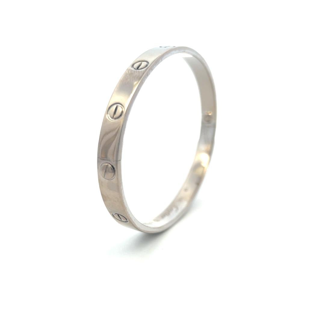 Cartier Bracelet d'amour en or blanc 18 carats Taille 18 avec papier en vente 7