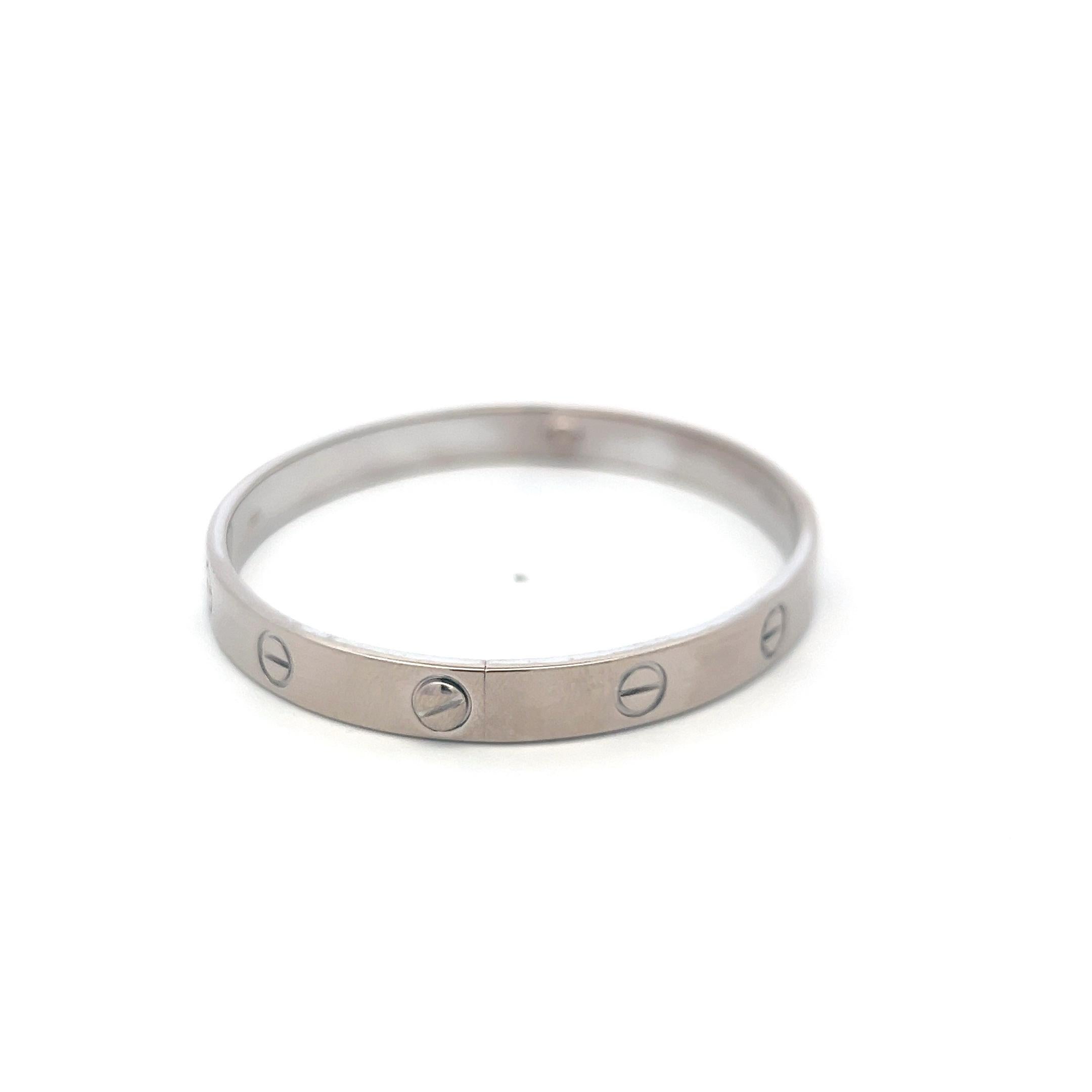 Cartier Bracelet d'amour en or blanc 18 carats Taille 18 avec papier en vente 8