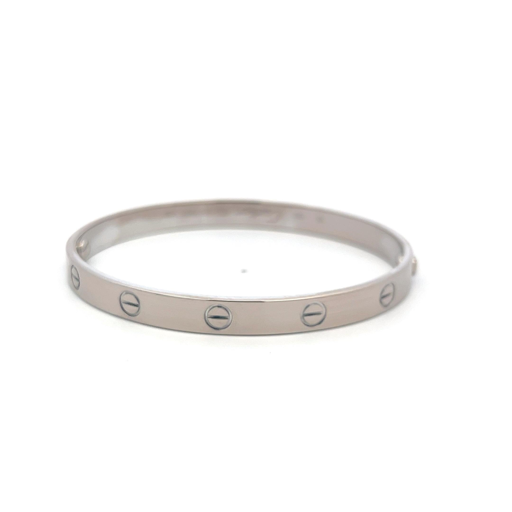 Cartier Bracelet d'amour en or blanc 18 carats Taille 18 avec papier en vente 9