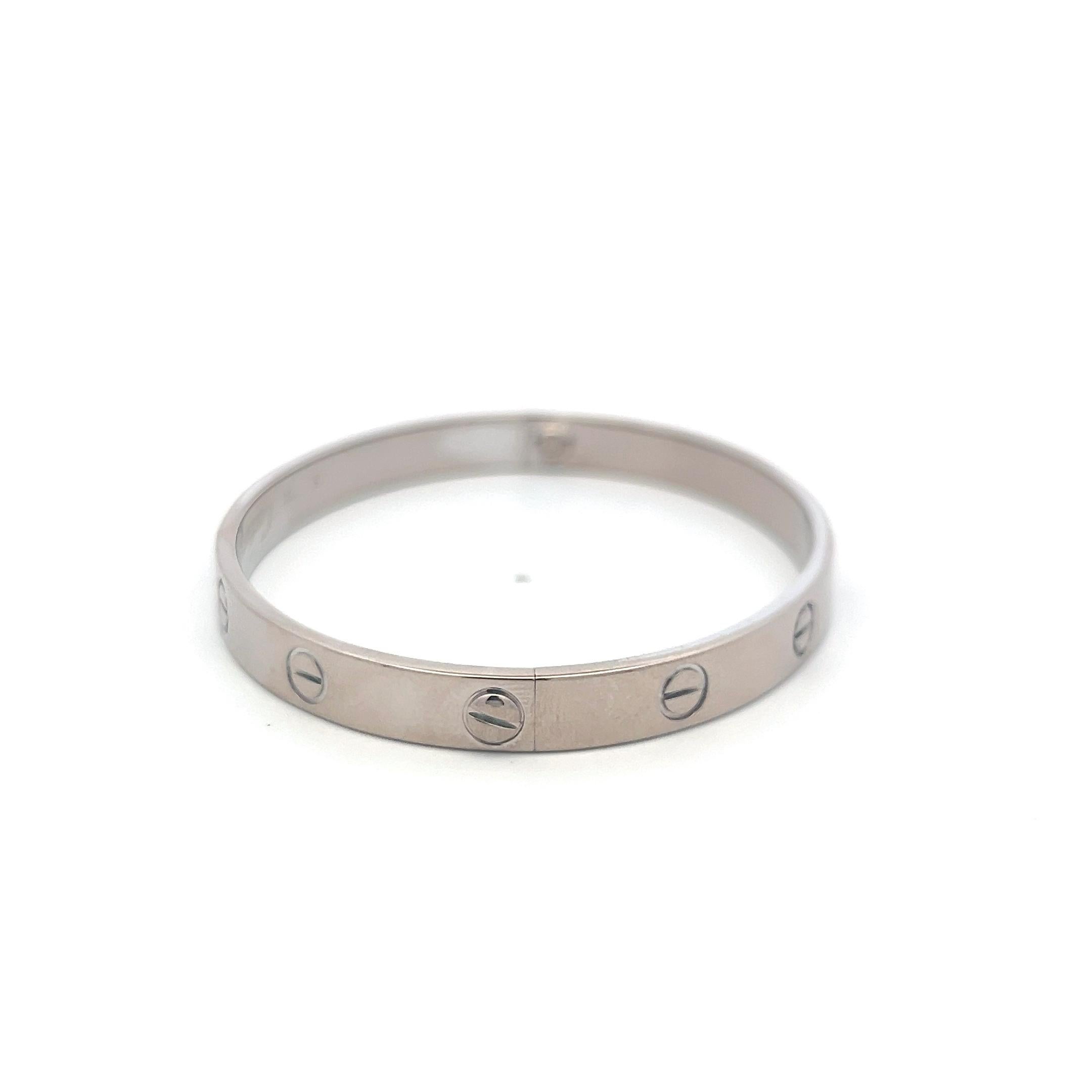 Cartier Bracelet d'amour en or blanc 18 carats Taille 18 avec papier en vente 10