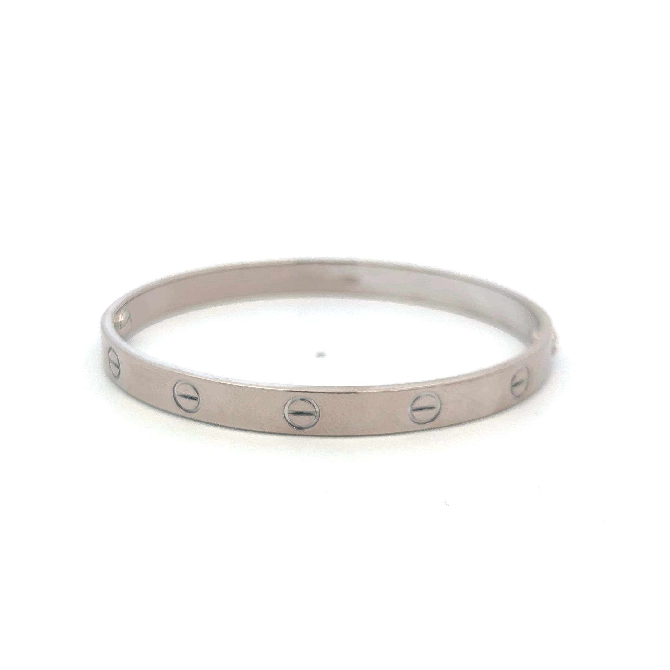 Cartier Bracelet d'amour en or blanc 18 carats Taille 18 avec papier en vente 11
