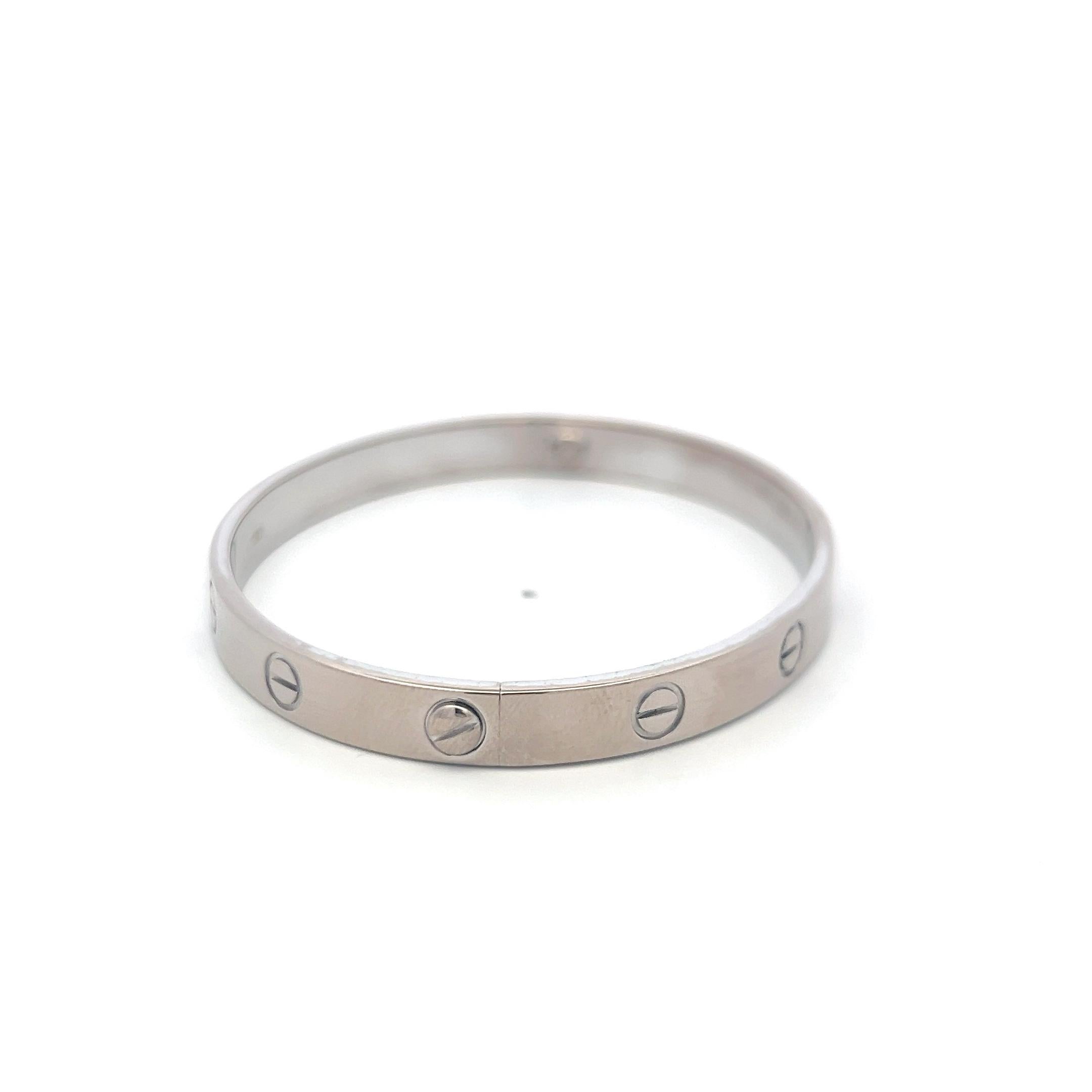 Cartier Bracelet d'amour en or blanc 18 carats Taille 18 avec papier en vente 12