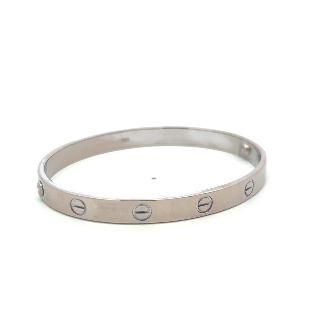 Cartier Bracelet d'amour en or blanc 18 carats Taille 18 avec papier en vente 13