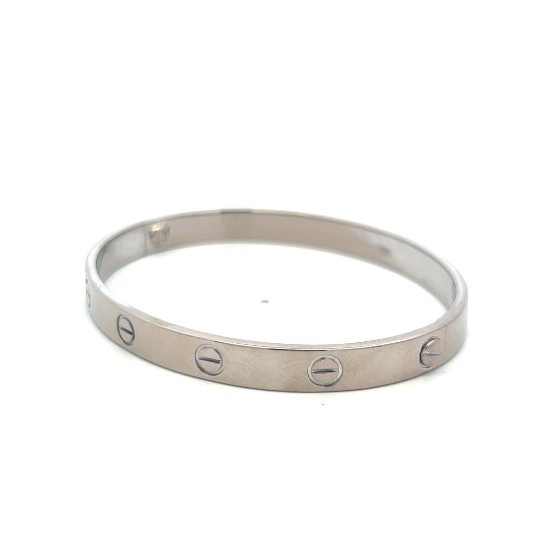 Cartier Bracelet d'amour en or blanc 18 carats Taille 18 avec papier en vente 14