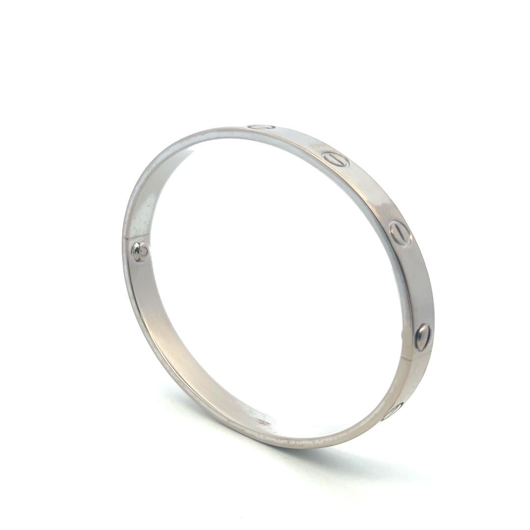 Cartier Bracelet d'amour en or blanc 18 carats Taille 18 avec papier en vente 15